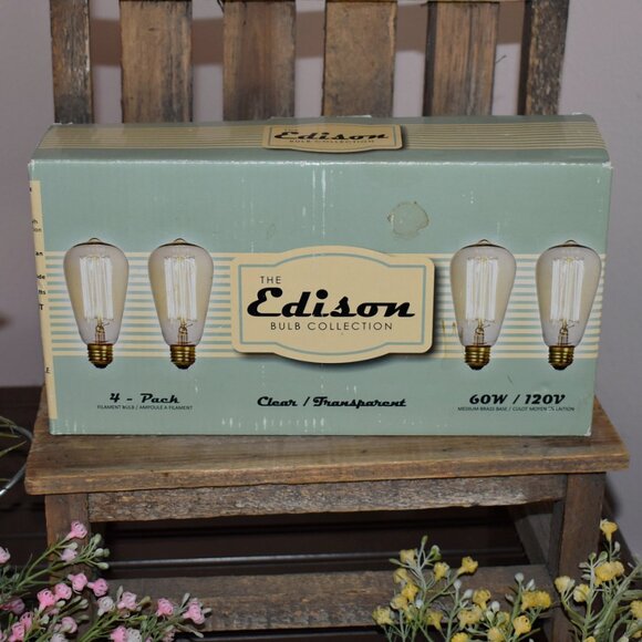 Other - Vintage Style Clear Glass Edison Bulbs 4 Pack Set NIB